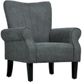 Fauteuil rembourré à haut dossier gris foncé moderne de 80 cm avec pieds en bois