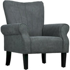 Fauteuil rembourré à haut dossier gris foncé moderne de 80 cm avec pieds en bois