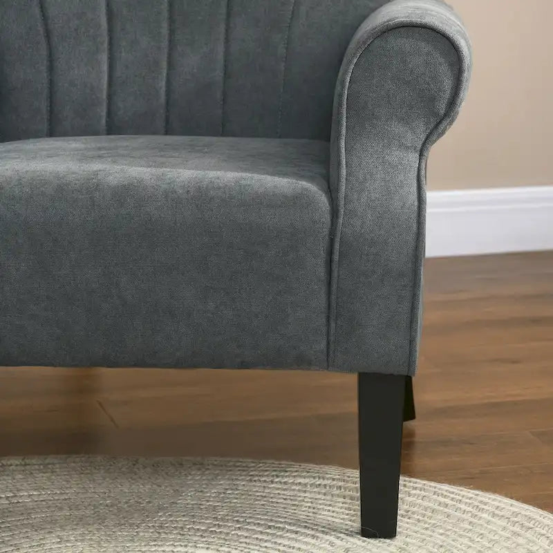 Fauteuil rembourré à haut dossier gris foncé moderne de 80 cm avec pieds en bois