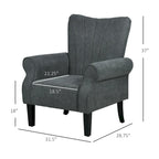 Fauteuil rembourré à haut dossier gris foncé moderne de 80 cm avec pieds en bois