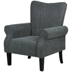 Fauteuil rembourré à haut dossier gris foncé moderne de 80 cm avec pieds en bois