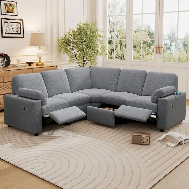 Canapé inclinable électrique 89 places, canapé inclinable pour cinéma maison avec deux ports USB, deux tiroirs de rangement pour salon, beige