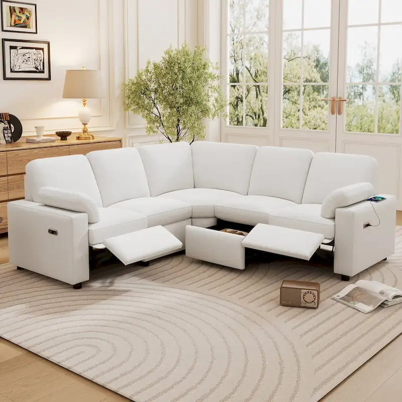 Canapé inclinable électrique 89 places, canapé inclinable pour cinéma maison avec deux ports USB, deux tiroirs de rangement pour salon, beige