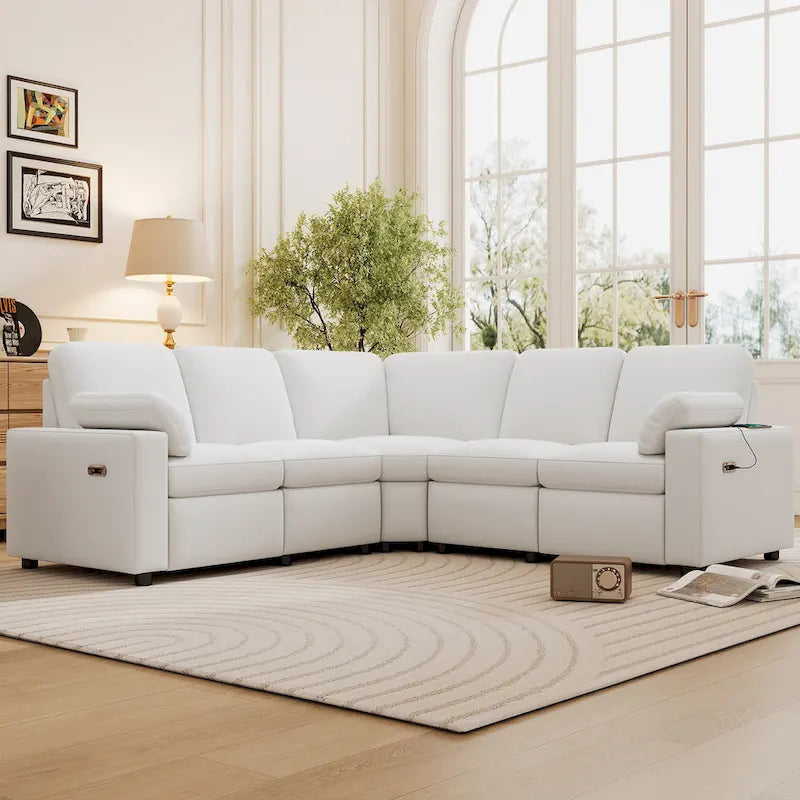 Canapé inclinable électrique 89 places, canapé inclinable pour cinéma maison avec deux ports USB, deux tiroirs de rangement pour salon, beige