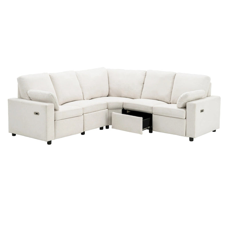 Canapé inclinable électrique 89 places, canapé inclinable pour cinéma maison avec deux ports USB, deux tiroirs de rangement pour salon, beige