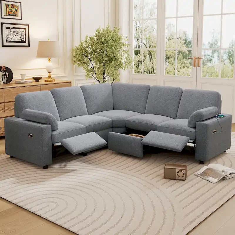 Canapé inclinable électrique 89 places, canapé inclinable pour cinéma maison avec deux ports USB, deux tiroirs de rangement pour salon, beige