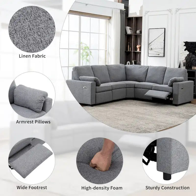 Canapé inclinable électrique 89 places, canapé inclinable pour cinéma maison avec deux ports USB, deux tiroirs de rangement pour salon, beige