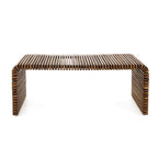 Table basse à rayures en bois massif marron 26 po x 18 po x 48 po