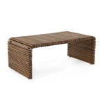 Table basse à rayures en bois massif marron 26 po x 18 po x 48 po