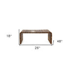 Table basse à rayures en bois massif marron 26 po x 18 po x 48 po