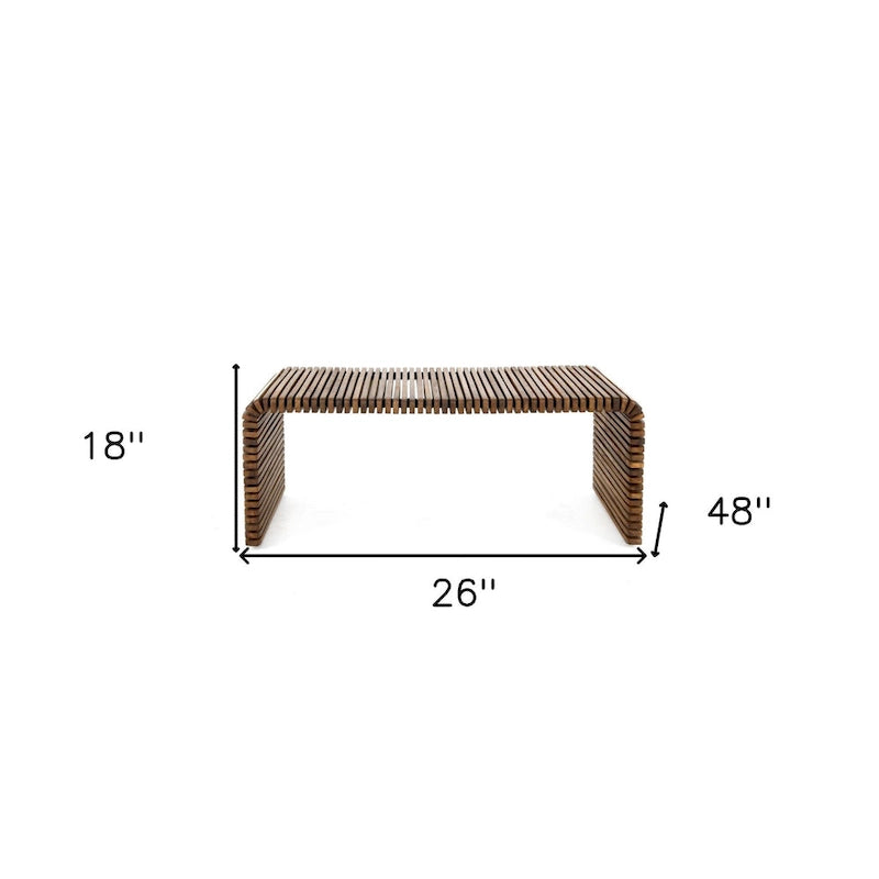 Table basse à rayures en bois massif marron 26 po x 18 po x 48 po