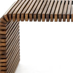 Table basse à rayures en bois massif marron 26 po x 18 po x 48 po