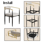 Lot de 2 chaises de salle à manger médiévales modernes, velours teddy, pieds en métal