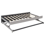 Lit de repos tapissé pleine grandeur avec lit gigogne escamotable de taille simple et ports USB, cadre de lit de repos moderne avec dossier en forme de L