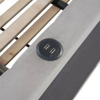 Lit de repos tapissé pleine grandeur avec lit gigogne escamotable de taille simple et ports USB, cadre de lit de repos moderne avec dossier en forme de L