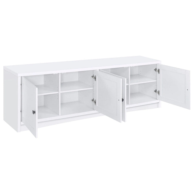 Meuble TV avec 4 portes, mélaminé blanc 198 cm