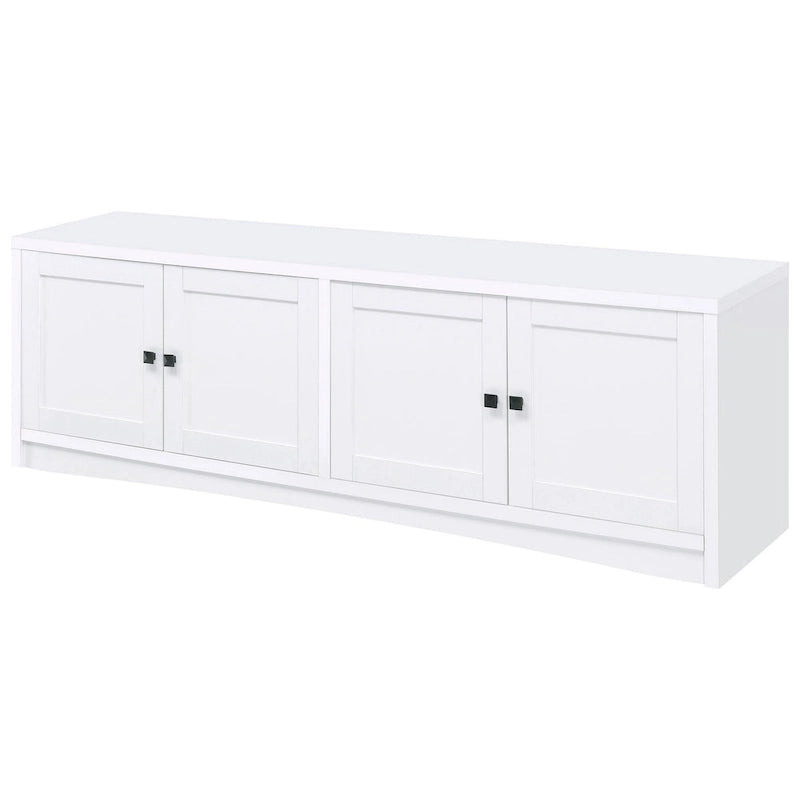 Meuble TV avec 4 portes, mélaminé blanc 198 cm