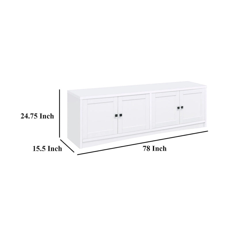 Meuble TV avec 4 portes, mélaminé blanc 198 cm
