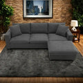 Canapé d'angle en polyester de 255 cm avec canapé convertible 4 places, pouf et coussins à ressorts ensachés (capacité de 136 kg)