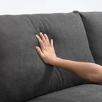 Canapé d'angle en polyester de 255 cm avec canapé convertible 4 places, pouf et coussins à ressorts ensachés (capacité de 136 kg)