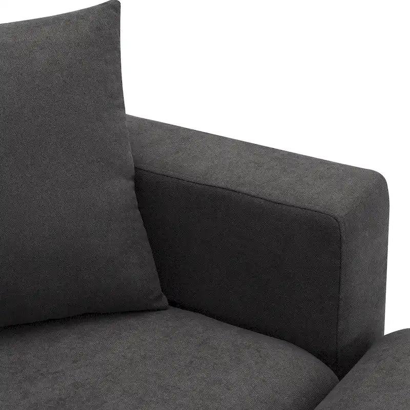 Canapé d'angle en polyester de 255 cm avec canapé convertible 4 places, pouf et coussins à ressorts ensachés (capacité de 136 kg)