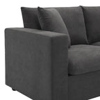 Canapé d'angle en polyester de 255 cm avec canapé convertible 4 places, pouf et coussins à ressorts ensachés (capacité de 136 kg)