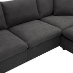 Canapé d'angle en polyester de 255 cm avec canapé convertible 4 places, pouf et coussins à ressorts ensachés (capacité de 136 kg)