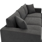 Canapé d'angle en polyester de 255 cm avec canapé convertible 4 places, pouf et coussins à ressorts ensachés (capacité de 136 kg)