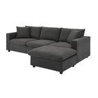 Canapé d'angle en polyester de 255 cm avec canapé convertible 4 places, pouf et coussins à ressorts ensachés (capacité de 136 kg)