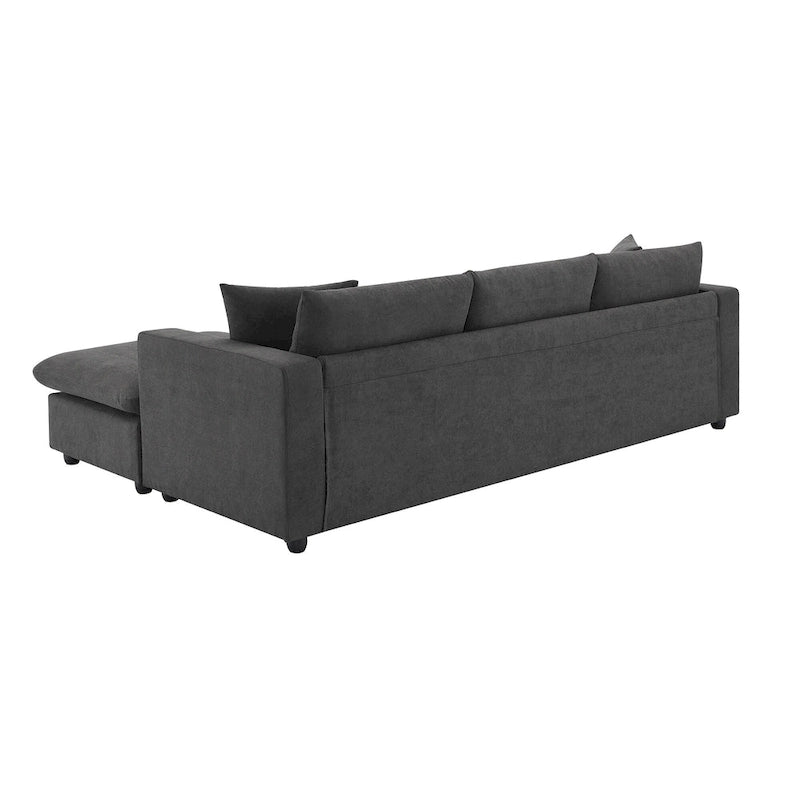 Canapé d'angle en polyester de 255 cm avec canapé convertible 4 places, pouf et coussins à ressorts ensachés (capacité de 136 kg)