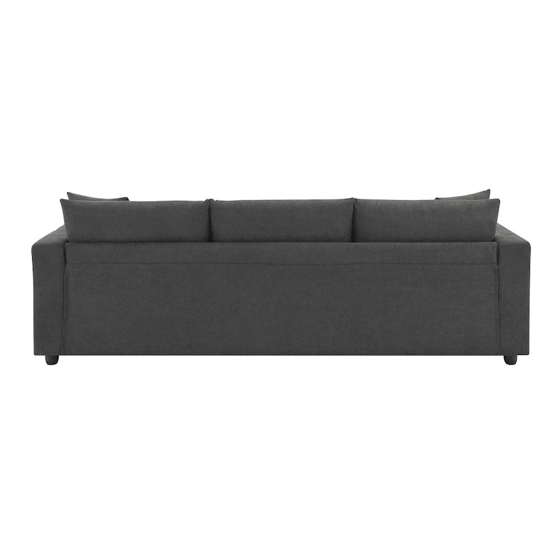 Canapé d'angle en polyester de 255 cm avec canapé convertible 4 places, pouf et coussins à ressorts ensachés (capacité de 136 kg)