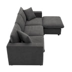 Canapé d'angle en polyester de 255 cm avec canapé convertible 4 places, pouf et coussins à ressorts ensachés (capacité de 136 kg)