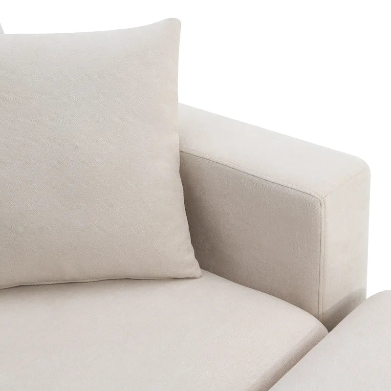 Canapé d'angle en polyester de 255 cm avec canapé convertible 4 places, pouf et coussins à ressorts ensachés (capacité de 136 kg)