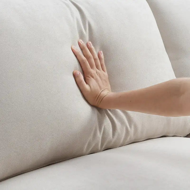 Canapé d'angle en polyester de 255 cm avec canapé convertible 4 places, pouf et coussins à ressorts ensachés (capacité de 136 kg)
