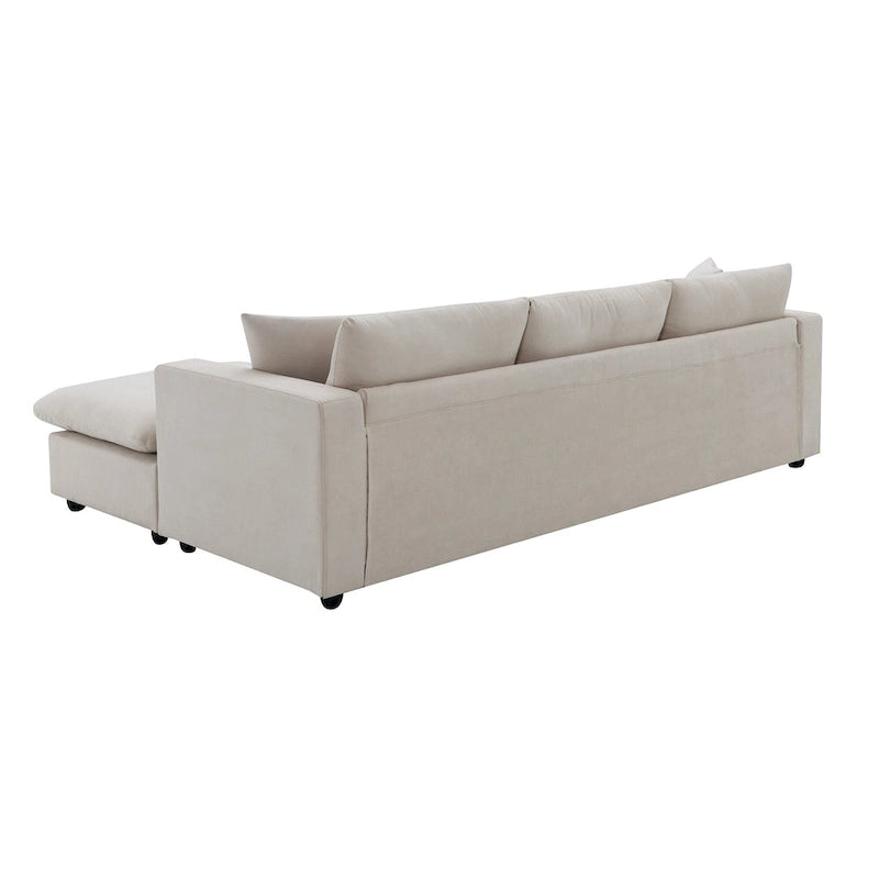 Canapé d'angle en polyester de 255 cm avec canapé convertible 4 places, pouf et coussins à ressorts ensachés (capacité de 136 kg)