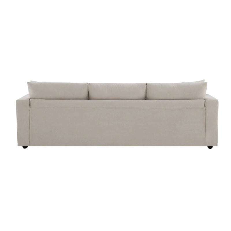 Canapé d'angle en polyester de 255 cm avec canapé convertible 4 places, pouf et coussins à ressorts ensachés (capacité de 136 kg)