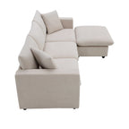 Canapé d'angle en polyester de 255 cm avec canapé convertible 4 places, pouf et coussins à ressorts ensachés (capacité de 136 kg)