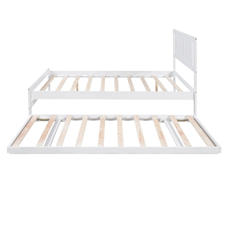 Lit plateforme moderne en pin massif avec lit gigogne réglable