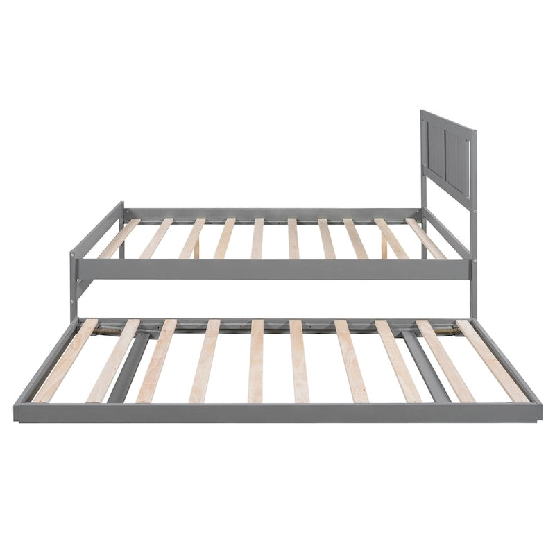 Lit plateforme moderne en pin massif avec lit gigogne réglable