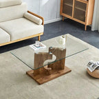 47.2 Table basse rectangulaire moderne avec plateau en verre trempé et pieds en MDF