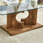 47.2 Table basse rectangulaire moderne avec plateau en verre trempé et pieds en MDF