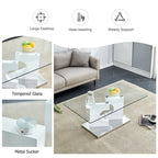 47.2 Table basse rectangulaire moderne avec plateau en verre trempé et pieds en MDF