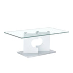 47.2 Table basse rectangulaire moderne avec plateau en verre trempé et pieds en MDF