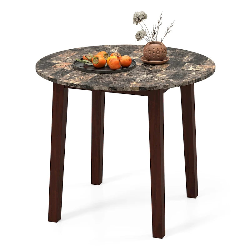 Table de salle à manger ronde 35 avec placage texturé marbre