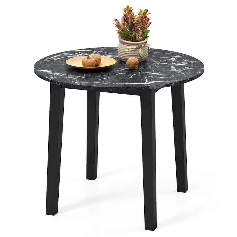 Table de salle à manger ronde 35 avec placage texturé marbre