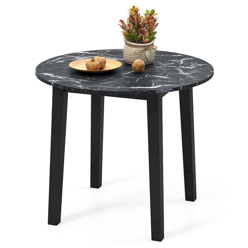 Table de salle à manger ronde 35 avec placage texturé marbre