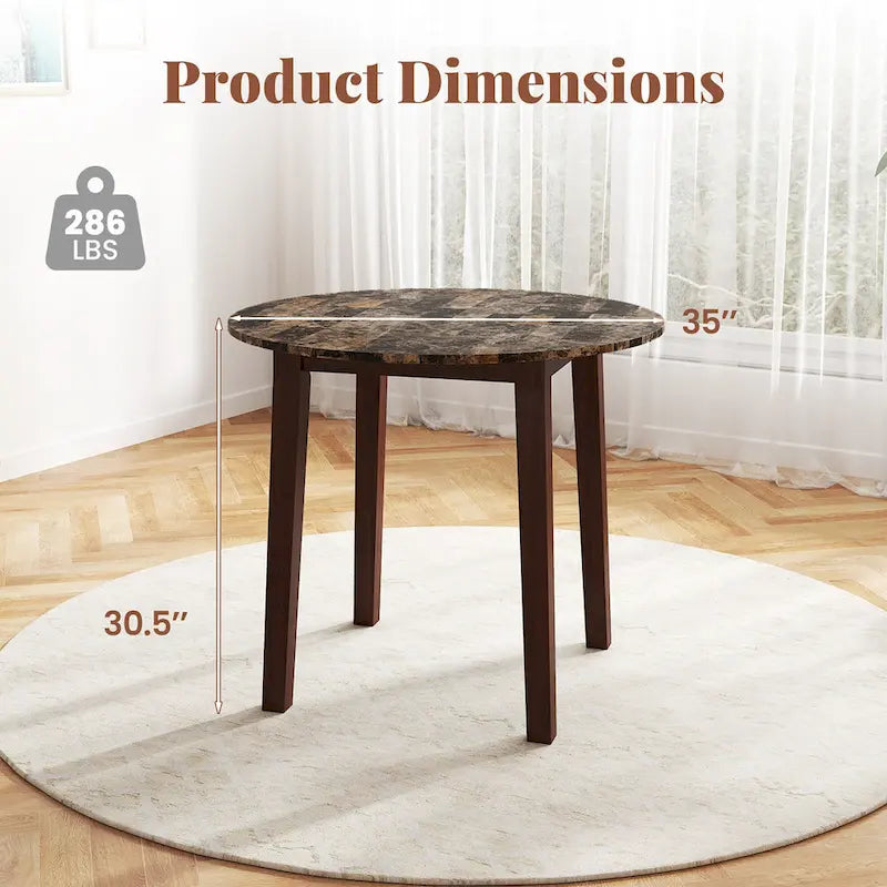 Table de salle à manger ronde 35 avec placage texturé marbre
