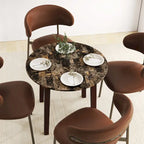 Table de salle à manger ronde 35 avec placage texturé marbre