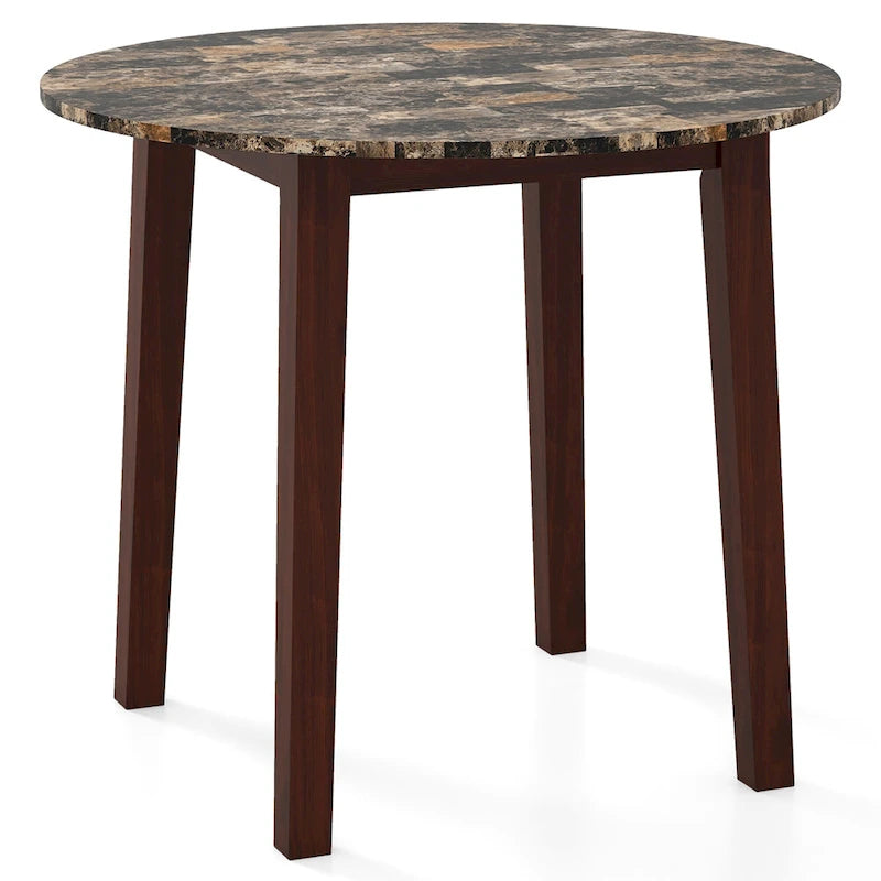 Table de salle à manger ronde 35 avec placage texturé marbre