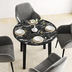 Table de salle à manger ronde 35 avec placage texturé marbre